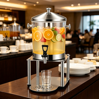 FLEY – Élégant service à boissons en acier inoxydable avec support surélevé, couvercle dôme et robinet pour mariages en extérieur, buffets et traiteurs