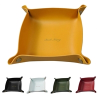 Plateau de valet en cuir PU pour bijoux montres pièces clés téléphone organisateur de table de chevet polyvalent et vaisselle de bureau pour le rangement de la salle de bain