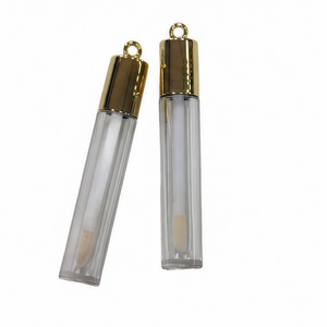 Gloss à lèvres naturel haut de gamme anti-adhésif avec capuchon doré, anneau de suspension, tube fin et rond pour maquillage quotidien, marque privée - Product Image 5