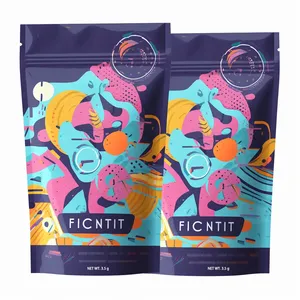 Tùy chỉnh tái sử dụng <span class=keywords><strong>Ziplock</strong></span> Nhựa đứng Pouch đầy màu sắc lá Mylar mùi bằng chứng cho hạt giống thực phẩm & thạch bao bì với biểu tượng tùy chỉnh - Product Image 1