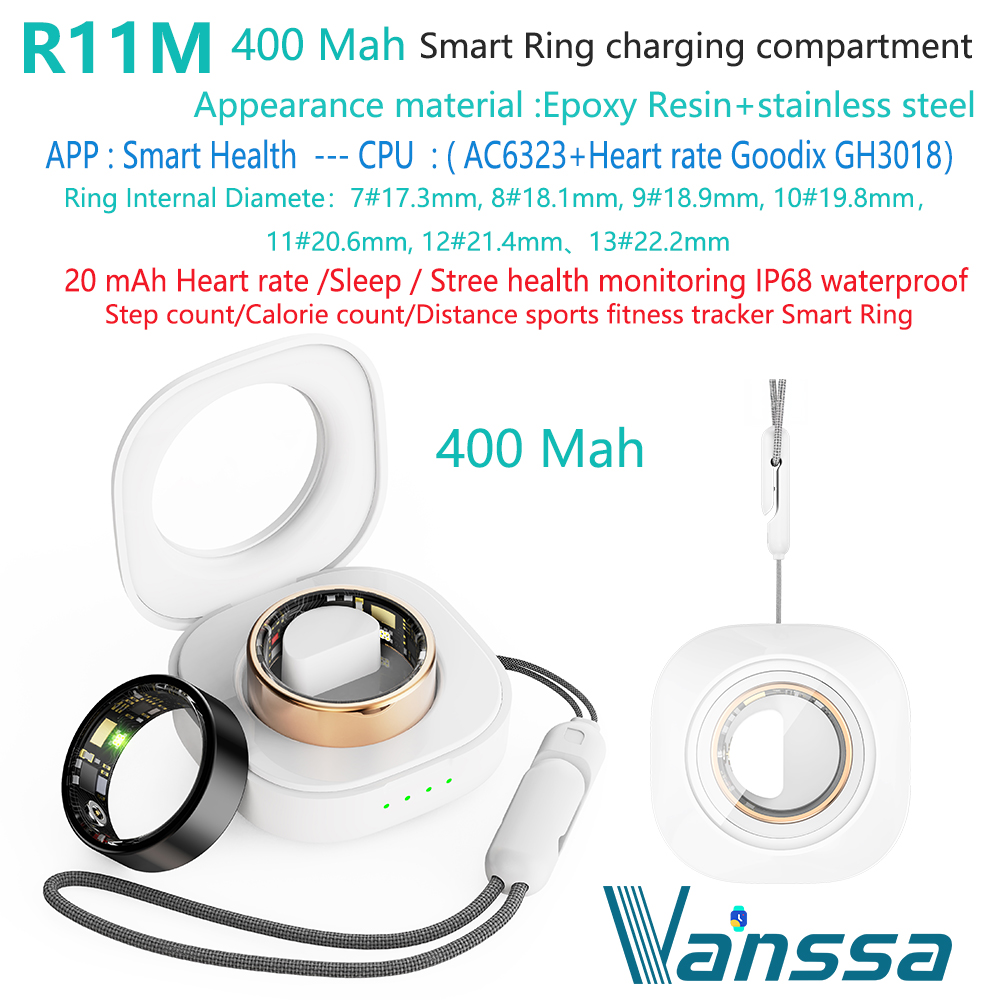 R11M - Bague connectée santé et sommeil - Boîtier de charge 400 mAh