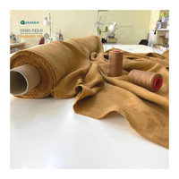 Tissu en denim de lin français blanc uni, doux au toucher, respirant, de bonne qualité, tissé, délavé à la pierre, pour robes, ameublement et sacs