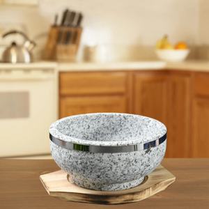 한국 레스토랑을위한 나무 쟁반이있는 한국 돌 그릇 화강암 돌 그릇 - Product Image 5