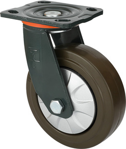Roda Giratória de Borracha Durável e Resistente de 6, 8, 10 Polegadas, Capacidade de 250kg, 300kg, 350kg, Cor Marrom - Product Image 2