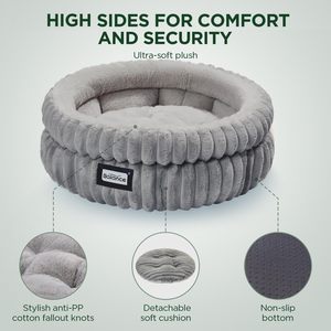 BALANCE Cama para gatos de piel sintética de felpa súper suave, cama redonda lavable para interiores para gatitos y cachorros con fondo antideslizante - Product Image 5