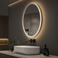 Espejo de Baño Inteligente LED Retroiluminado, Táctil, Antivaho, Marco Negro, Clasificación IP65, Garantía de 3 Años, para Villas, Gimnasios y Apartamentos