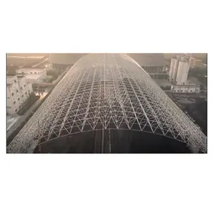 धनुषाकार डिजाइन पावर बंकर स्टील छत संरचना स्पेस फ्रेम ट्रस कोयला भंडारण शेड