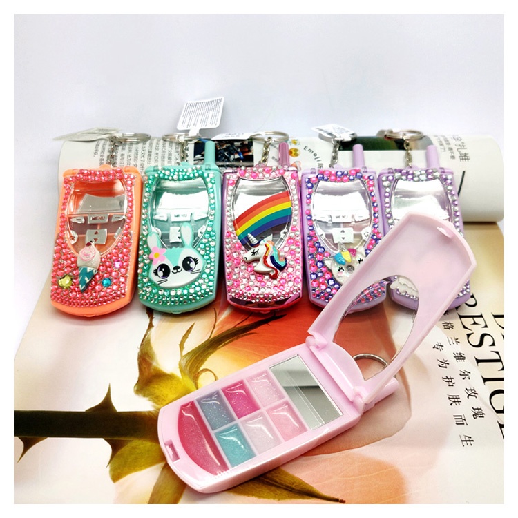 Лидер продаж, детский блеск для губ в форме мобильного телефона, 7 цветов, сделайте собственную этикетку, детский бальзам для губ