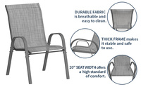 Chaises de salle à manger à dossier haut, démontables et empilables, toutes saisons, meubles de jardin respirants et d'extérieur pour la cour