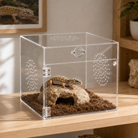 Terrarium en verre acrylique durable et moderne pour reptiles, boîte d'élevage empilable pour gecko et lézard, murs entièrement transparents