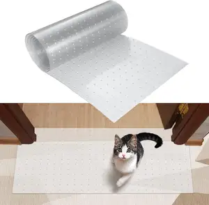 Tapete protetor de gato para tapetes, rolo de vinil transparente em PVC, retângulo de pelúcia de 1 peça, novidade moderna, lavável à máquina, feito Dotcom