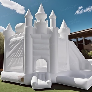 Château gonflable commercial avec toboggan et fosse à balles, <span class=keywords><strong>blanc</strong></span> pastel, pour enfants, location pour événements et fêtes - Product Image 6