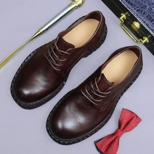 Zapatos de Cuero Casuales de Alta Gama para Hombre con Suelas de Cuero Genuino, Estilo Británico Retro, Punta Redonda Grande, Cuero de Caballo - Product Image 5