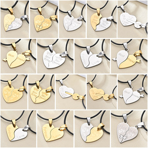 Collana con Ciondolo a Cuore Puzzle 'I Love YOU' in Acciaio Inox Modello 18, Placcata in Oro 18K, Collana dell'Amicizia <span class=keywords><strong>per</strong></span> Migliori Amici e Coppie - Product Image 3