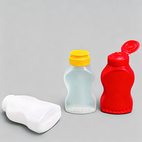Bouteille vide personnalisée en PP ambré pour chocolat à remplissage à chaud avec bouchons à vis et à clapet, pour salades, confitures, sauces et condiments