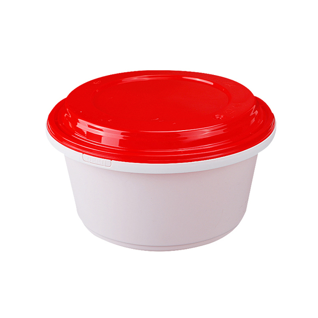 1300ml Disposable Plastic Bowl With Anti-theft Clasp Lid 1300ml Round Shape Microwaveable Safe Food Container BBP Free Box