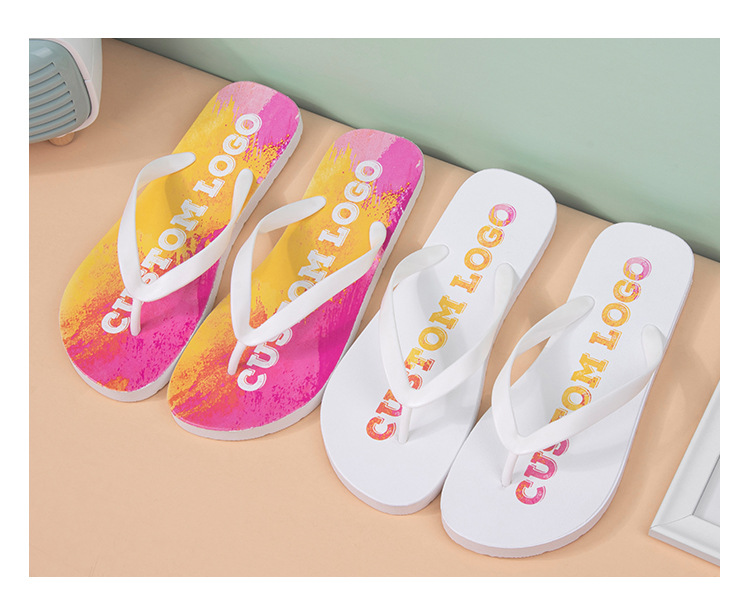 Kids PVC flip flops slippers custom logo 3D printing Flipflops beach rubber slippers