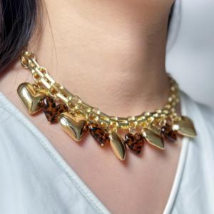 قلادة أنيقة متعددة الطبقات بتصميم قلب الفهد، مطلية بالذهب عيار 18 قيراط، سلسلة سميكة، قلادة خانقة للنساء - Product Image 3