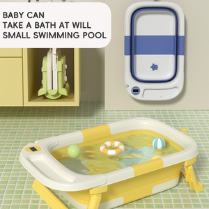 SUNNUO Nouvelle <span class=keywords><strong>baignoire</strong></span> <span class=keywords><strong>pliable</strong></span> portable pour bébé <span class=keywords><strong>avec</strong></span> affichage de la température de l'eau, antidérapante et stable <span class=keywords><strong>avec</strong></span> <span class=keywords><strong>coussin</strong></span> doux - Product Image 4