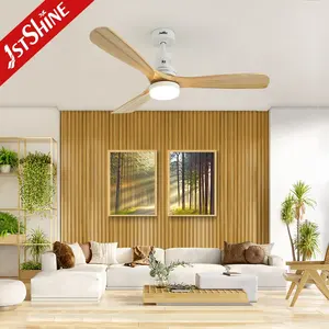 1stshine LED Ceiling Fan Factory 230V Energy Saving Wooden Ceiling Fan With Led Light