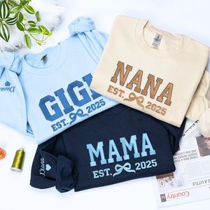 Sudadera con lazo Gigi o Sudadera con capucha bordada personalizada regalo del Día de la madre <span class=keywords><strong>para</strong></span> la abuela mamá - Product Image 4