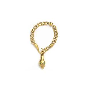 สร้อยข้อมือแฟชั่นชุบทอง PVD สแตนเลสสตีล 316L ดีไซน์จี้รูปงูตาสีเขียว - Product Image 1