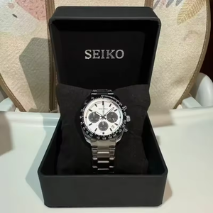 Nouvelle montre chronographe de luxe pour homme Seiko, quartz non mécanique, avec bracelet en acier inoxydable, épaisseur du boîtier de 5 mm, affichage du cadran à aiguilles - Product Image 1
