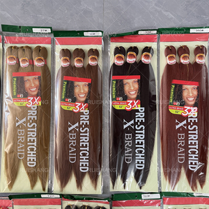 Ekstensi rambut kustom Afrika 3X 52 inci rambut kepang Crochet tahan panas Ombre pre-stretched sintetis Eazy rambut kepang - Product Image 2