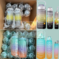 Ensemble de bouteilles d'eau sportives réutilisables en plastique avec logo personnalisé, 3 en 1, avec support pour téléphone, pour les voyages