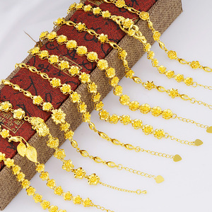 Bracelet en forme de feuille de rose, chaîne de poignet plaquée <span class=keywords><strong>or</strong></span> 24 carats, bijoux de mode pour femmes et filles - Product Image 1