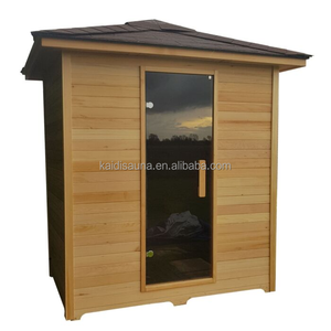 럭셔리 드라이 스팀 기능과 유리문이있는 맞춤형 현대 헴록 단단한 나무 야외 적외선 사우나 룸 - Product Image 2