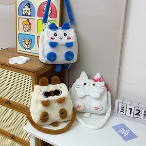 Chiikawa capibara gatto peluche zaino cartone animato Kitt peluche borsa alla moda gattino gatto zainetto molto morbido orso nero giocattoli di peluche - Product Image 1