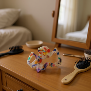 Fermacapelli Nina West Highland Dog da 7 cm in acrilico, fermaglio alla moda per donna, uso quotidiano - Product Image 2