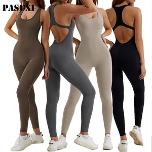 PASUXI – combinaison de Yoga une pièce pour femme, vêtement de sport, respirant, doux, extensible, vente en gros
