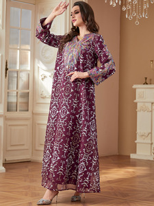 Nouvelles Abayas brodées de Dubaï pour femmes, robe de soirée maxi musulmane, kaftan turc, djellaba, robe islamique, jalabiya - Product Image 3