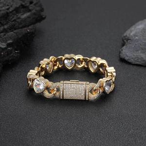 Hip Hop Jewelry 12mm <b>Love</b> 8 Character Cuban Chain Zircon <b>Bracelet</b> Personalized Men's <b>Bracelet</b> Tanjing - Product Image 2