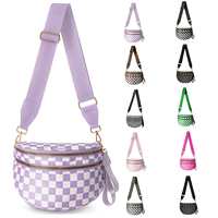 Sac bandoulière de luxe spacieux à motif damier, sac banane de sport tendance à carreaux avec sangle réglable