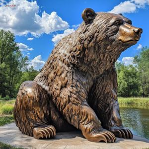 Decorazione pubblica personalizzata del parco all'aperto del lago moderna grande statua in bronzo gigante dell'orso bruno <span class=keywords><strong>Kodiak</strong></span> scultura in bronzo - Product Image 1