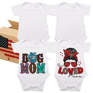 En Stock, Logotipo Personalizado de Fábrica, Tallas Unisex Americanas, Mameluco de Manga Corta para Bebé, Blanco para Sublimación - Product Image 1