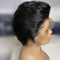 Perruques Lace Front Courtes Pixie en Cheveux Humains Couleur Naturelle Brésiliens Non Traités pour Femmes Noires (Vente en Gros)