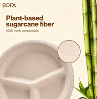 Assiette ronde compostable en bagasse de 10 pouces, assiette jetable biodégradable en pulpe de canne à sucre avec 2/3 compartiments