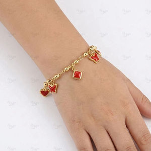 Alta calidad 14K chapado en oro de acero inoxidable niños lindo esmalte rojo encanto pulsera joyería - Product Image 2