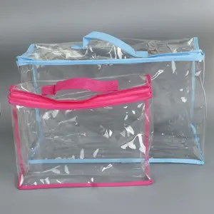 होम टेक्सटाइल कस्टम पारदर्शी पीवीसी ज़िप बैग के साथ कंबल रजाई प्लास्टिक बैग लोगो
