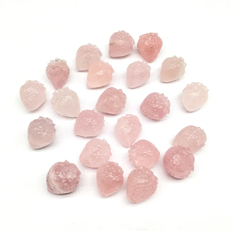 Nova chegada Cristal Preço Barato rosa morango Mão Esculpida Natural Mini rosa cristal stwawberry para presente