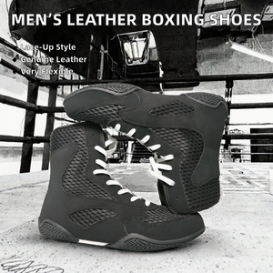 Zapatillas de Boxeo Negras de Malla Transpirable con Cordones para Hombre, Calzado de Entrenamiento para Gimnasio y Fitness - Product Image 2