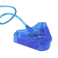 Adaptador Divisor de Cable USB para Control de PS2 a PC para Juego de Dos Jugadores (Triángulo Azul)