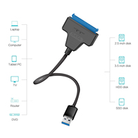 Convertidor VCOM USB Tipo A a Disco Duro de 2.5" SSD HDD de 22 Pines, Cable USB 3.0 a SATA III de 22 cm para Almacenamiento de Datos a 5 Gbps