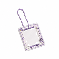 Porte-cartes photo personnalisé en acrylique, cadre fille chat noir, étui transparent pour photocarte avec porte-clés à perles détachable