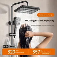 Robinets de douche de bain en laiton noir avec pommeau de douche à effet pluie à 4 fonctions mélangeur froid et chaud noyau de valve en céramique motif de pulvérisation de pluie