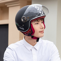 Casque Moto Rétro Unisexe avec Visière Protectrice Double Haute Définition, Casque de Sécurité ABS Tendance pour la Conduite, Usine AD